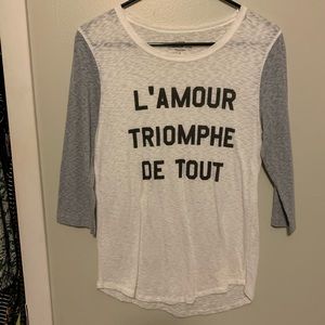 J.Crew “love conquers all” baseball tee